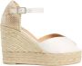Castañer Bianca satijnen espadrilles met striksluiting dubbele platform en 11 cm hak. - Thumbnail 1