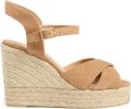 Castañer Beige Sleehak Sandalen met Kruisbanden Beige Dames - Beige