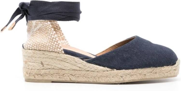 Castañer Blauwe Canvas Sleehak Espadrilles Blue Dames