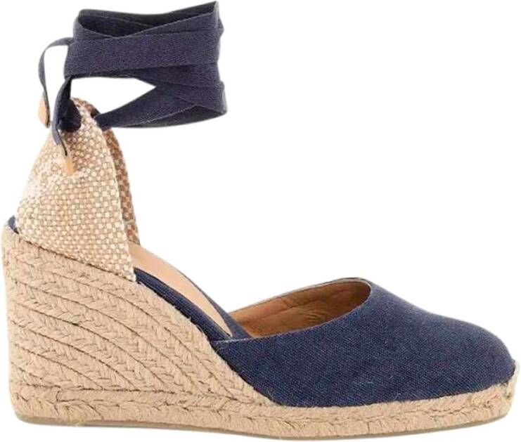 Castañer Blauwe Sleehak Espadrilles met Enkelbandjes Blue Dames