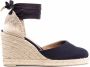 Castañer Blauwe Wedge Espadrilles met Logo Hak Blue Dames - Thumbnail 1