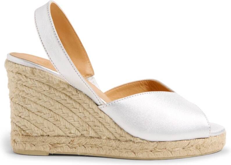 Castañer Brisa metallic-leren sandalen met 9 cm sleehak. Yellow Dames