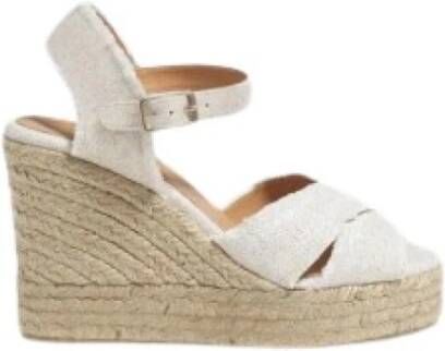 Castañer Bromelia 8ED 032 Oro Blanco Sleehak Espadrilles Yellow Dames