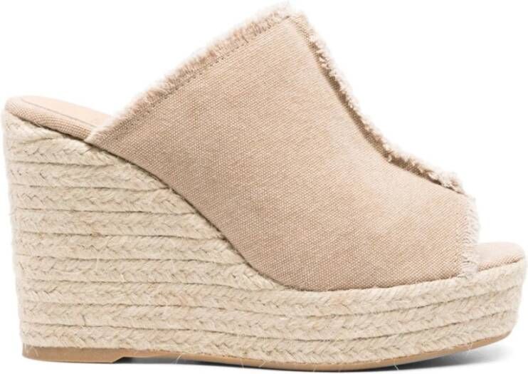 Castañer Fatima sandalen van gewassen katoen met 11 cm hak. Beige Dames