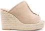 Castañer Canvas Sandalen met Raffia Sleehak Beige Dames - Thumbnail 1