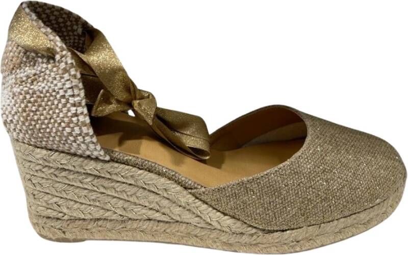 Castañer Carina 6 Sleehak Espadrilles Beige Glitter Brown Dames