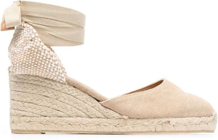Castañer Zandkleurige Katoenen Canvas Sleehak Espadrilles Beige Dames - Foto 6
