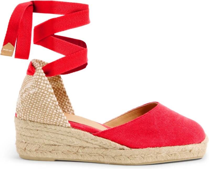 Castañer Carina gewassen-katoenen espadrilles met striksluiting en 5 cm sleehak.