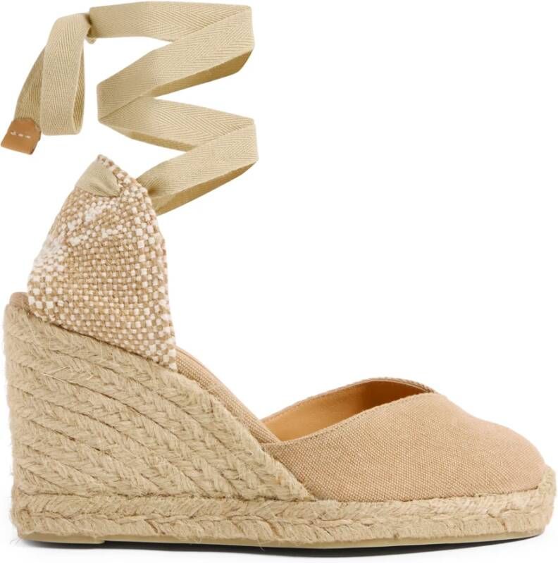 Castañer V-vormige Wedge Espadrilles met Strik Beige Dames - Foto 4