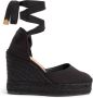Castañer Carina -katoenen espadrilles met striksluiting en 11 cm sleehak. Black Dames - Thumbnail 1