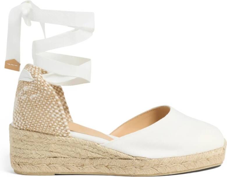 Castañer Carina -katoenen espadrilles met striksluiting en 5 cm sleehak.
