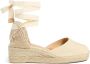 Castañer Carina katoenen espadrilles met striksluiting en 5 cm sleehak. Beige Dames - Thumbnail 1
