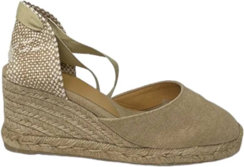 Castañer Zandkleurige Katoenen Canvas Sleehak Espadrilles Beige Dames - Foto 5