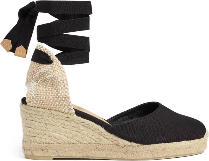 Castañer Zwarte Espadrille Sneakers met Enkelveters Black Dames