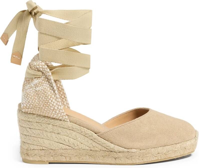 Castañer Zandkleurige Katoenen Canvas Sleehak Espadrilles Beige Dames - Foto 3