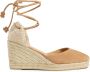 Castañer Beige Sandalen met Gevlochten Raffia Sleehak Beige Dames - Thumbnail 1