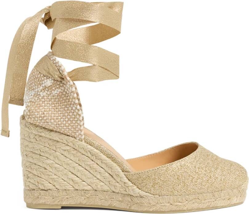 Castañer Beige Espadrille Sandalen met Raffia Sleehak Beige Dames