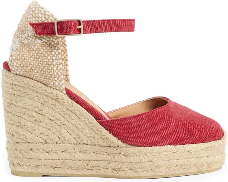Castañer Carol gewassen katoenen espadrilles met enkelbandje met zijdelingse metalen gesp en 11 cm sleehak.