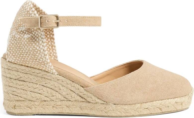 Castañer Hoge Wig Ivoor Espadrilles Sandalen Beige Dames