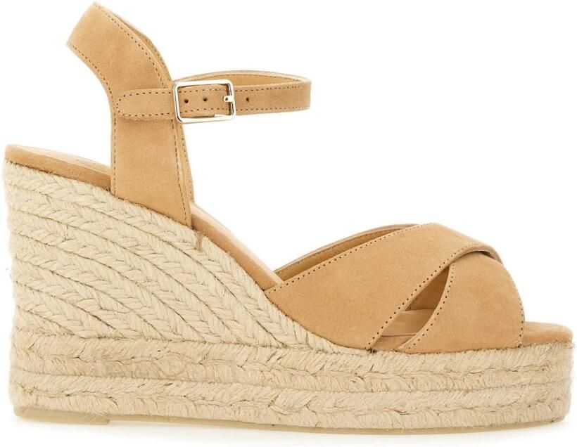 Castañer Beige Sleehak Sandalen met Kruisbanden Beige Dames - Foto 2