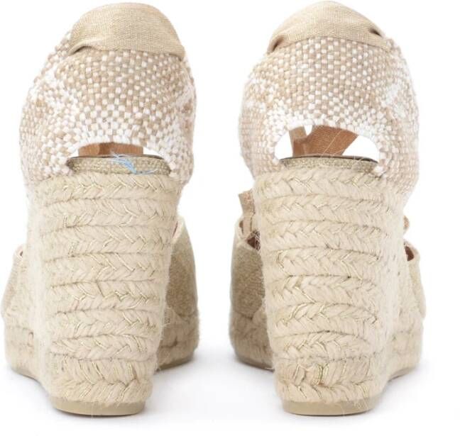 Castañer Canvas en Beige Sleehak Sandaal met Gouden Inzetstukken Yellow Dames - Foto 3