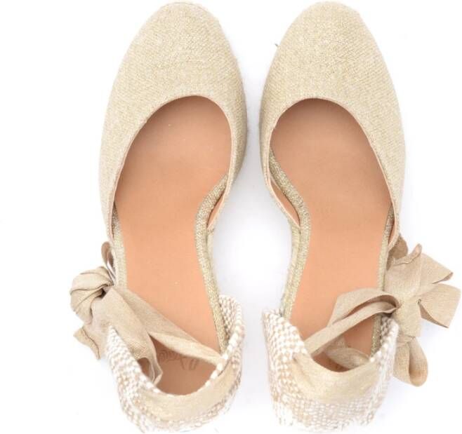 Castañer Canvas en Beige Sleehak Sandaal met Gouden Inzetstukken Yellow Dames - Foto 2