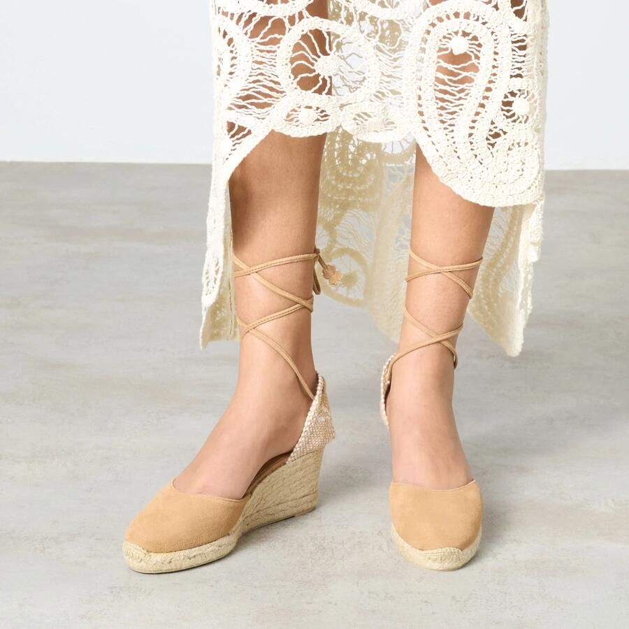 Castañer Cognac Wedge Espadrilles met Leren Bandjes Brown Dames - Foto 2