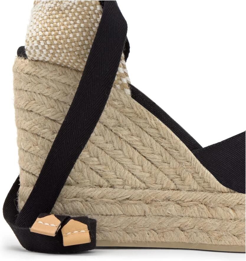 Castañer Carina katoenen espadrilles met striksluiting dubbele zool en 9 cm sleehak. - Foto 12