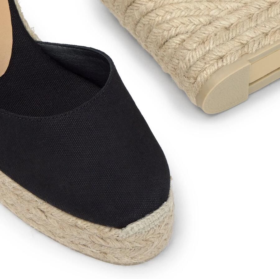 Castañer Carina katoenen espadrilles met striksluiting dubbele zool en 9 cm sleehak. - Foto 10