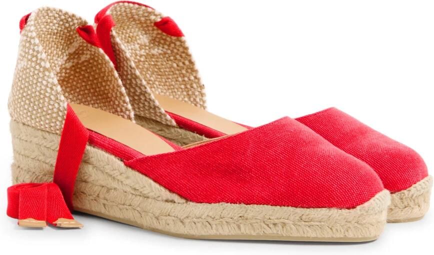 Castañer Carina gewassen-katoenen espadrilles met striksluiting en 5 cm sleehak. - Foto 5