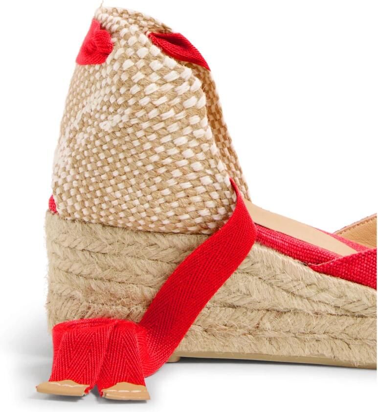 Castañer Carina gewassen-katoenen espadrilles met striksluiting en 5 cm sleehak. - Foto 4