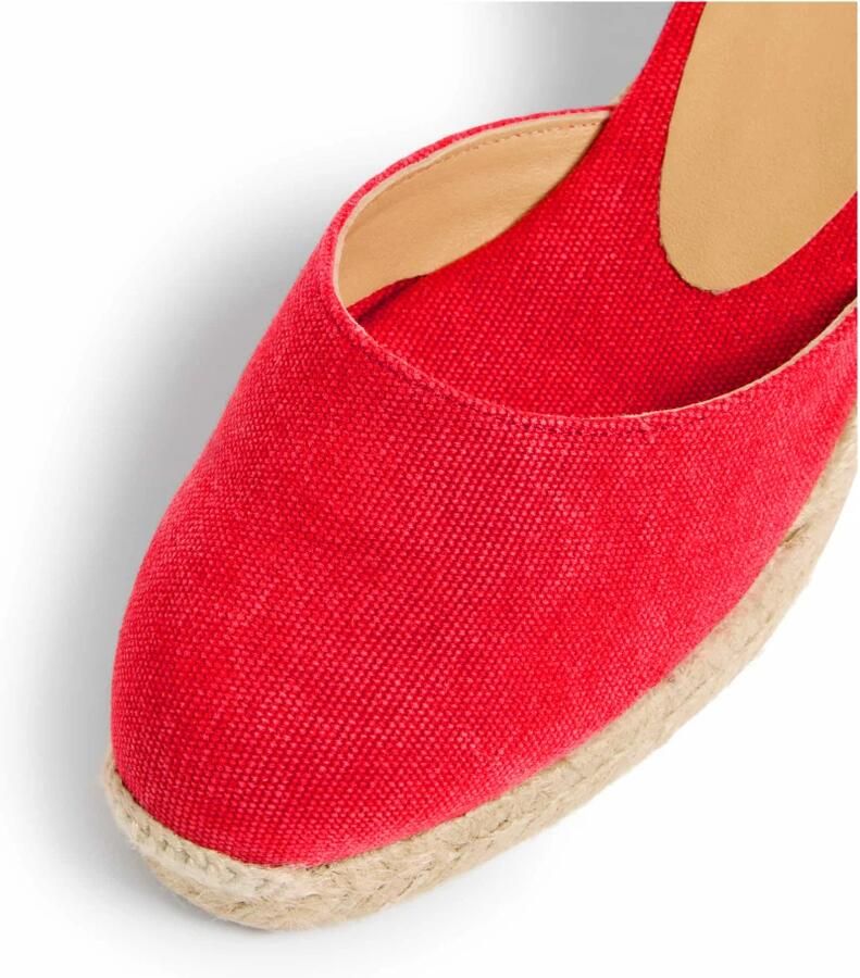Castañer Carina gewassen-katoenen espadrilles met striksluiting en 5 cm sleehak. - Foto 3