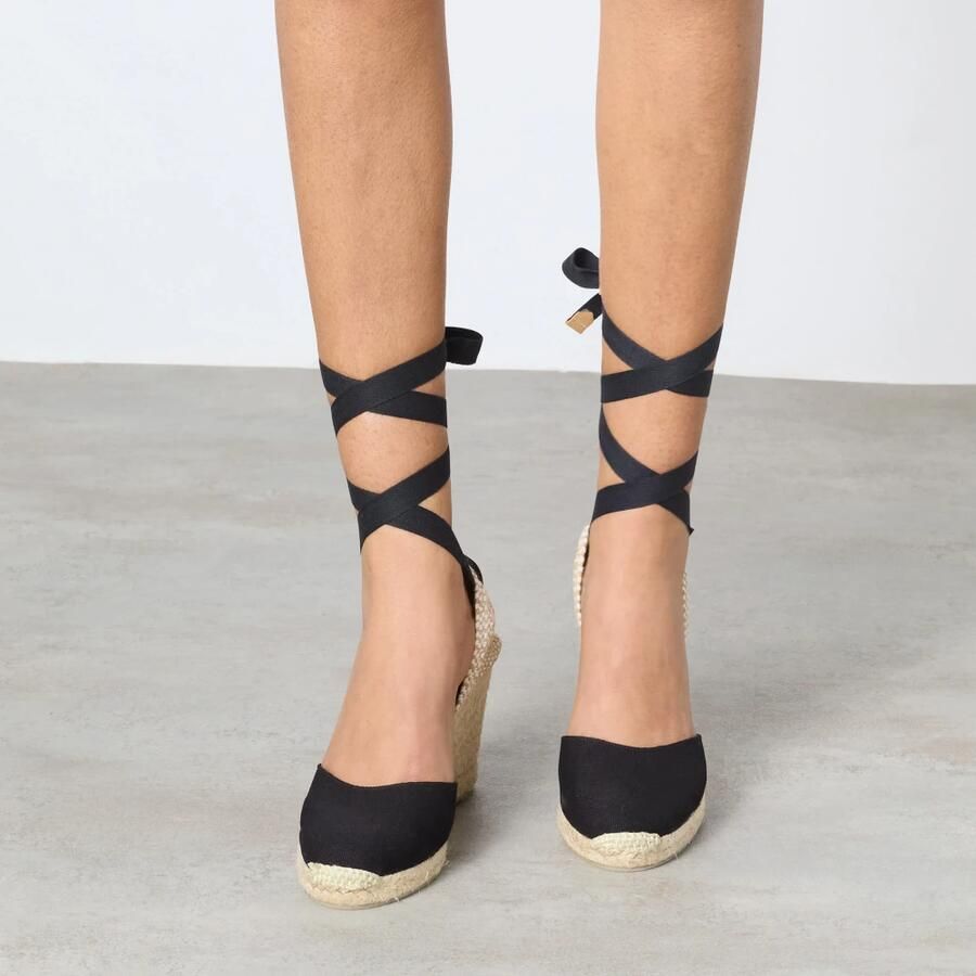 Castañer Zwarte Espadrille Sneakers met Enkelveters Black Dames - Foto 2