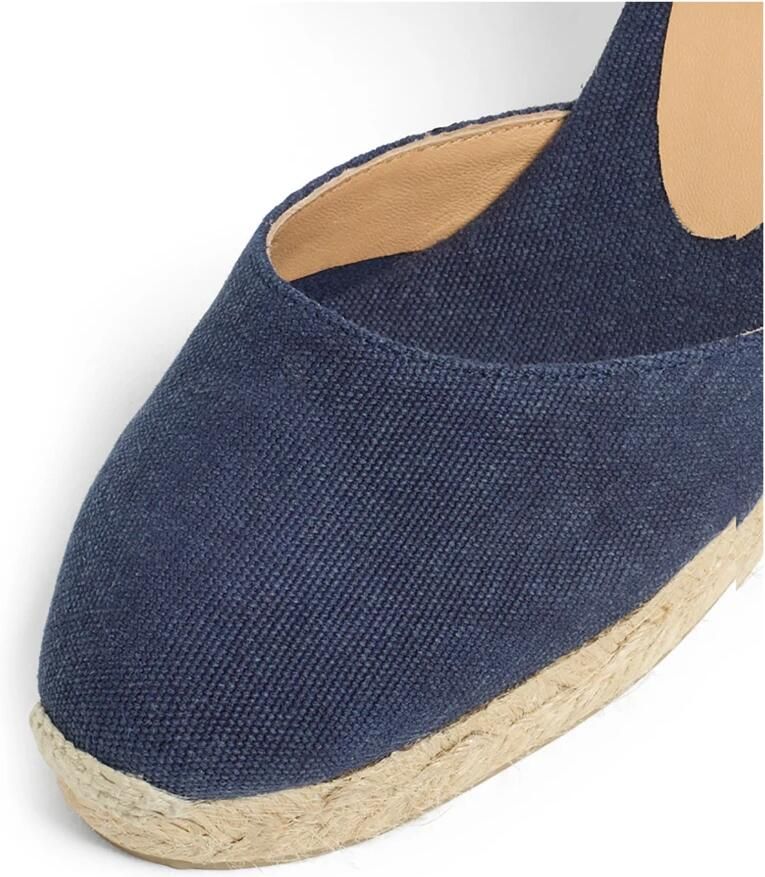 Castañer Carol gewassen katoenen espadrilles met enkelbandje met zijdelingse metalen gesp en 7 cm sleehak. - Foto 6
