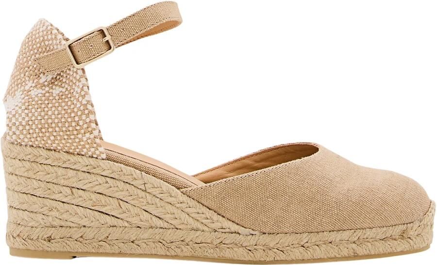 Castañer Hoge Wig Ivoor Espadrilles Sandalen Beige Dames