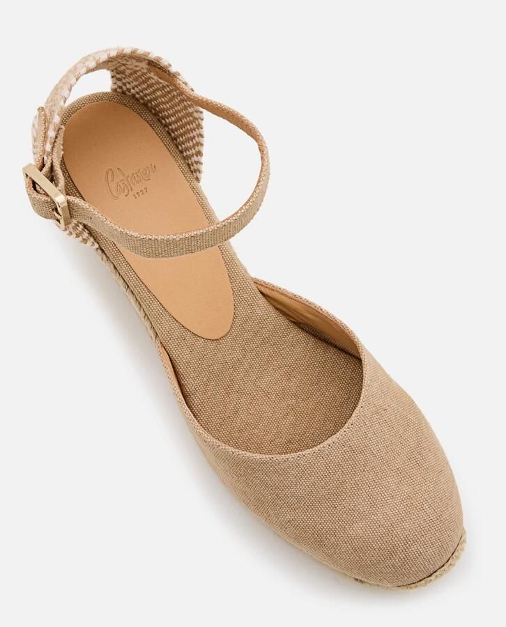 Castañer Hoge Wig Ivoor Espadrilles Sandalen Beige Dames