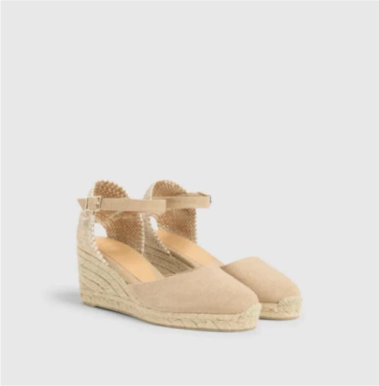 Castañer Geweven Sleehak Espadrille Sandaal Beige Dames