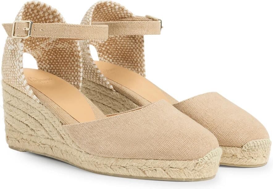 Castañer Hoge Wig Ivoor Espadrilles Sandalen Beige Dames
