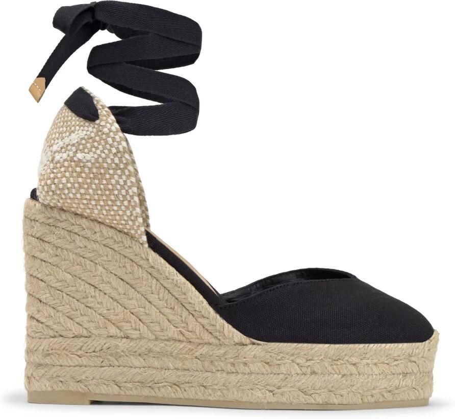 Castañer Chiara -katoenen espadrilles met striksluiting en 11 cm sleehak met dubbele plateau. - Foto 3