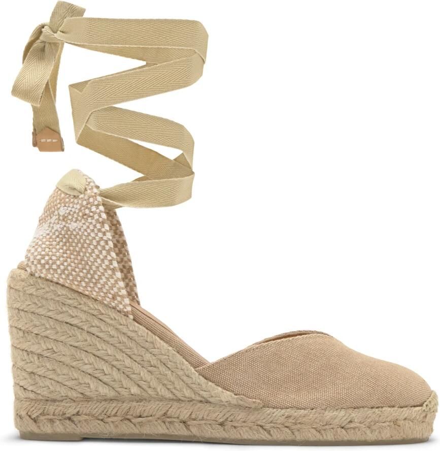 Castañer V-vormige Wedge Espadrilles met Strik Beige Dames