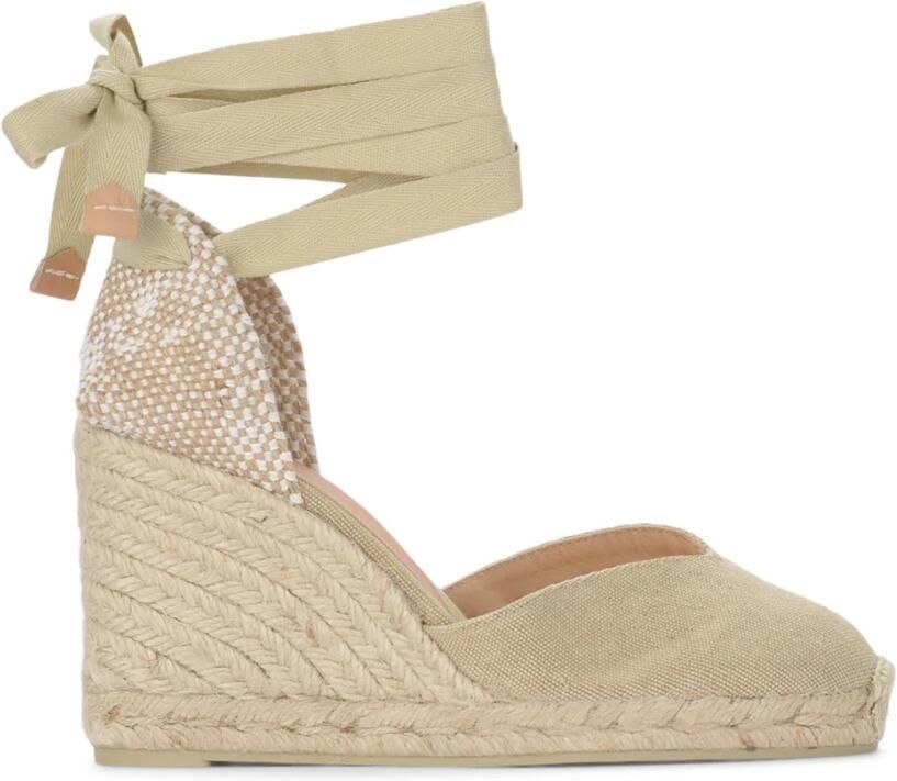 Castañer V-vormige Wedge Espadrilles met Strik Beige Dames - Foto 5