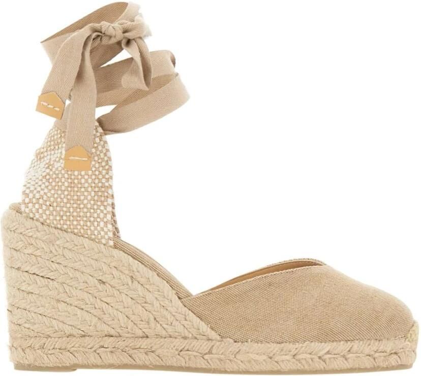 Castañer V-vormige Wedge Espadrilles met Strik Beige Dames - Foto 4