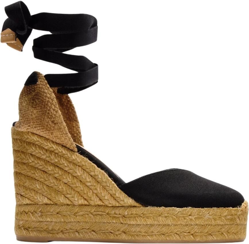 Castañer Zwarte Canvas en Stoffen Sleehak Sandalen Black Dames