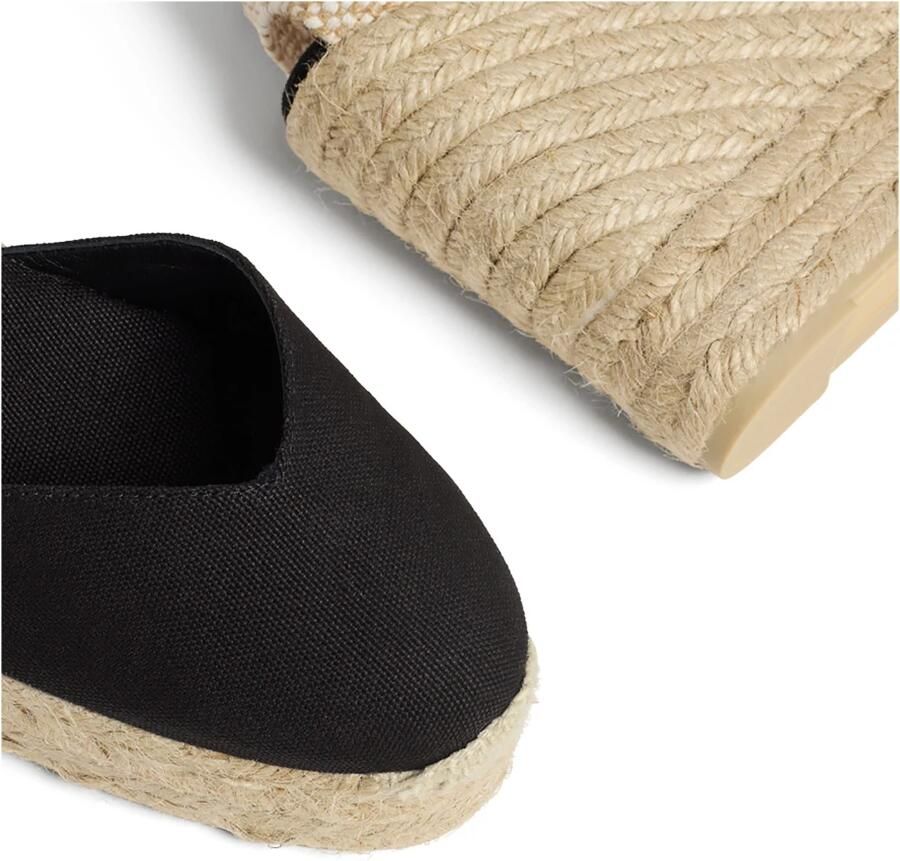 Castañer Chiara -katoenen espadrilles met striksluiting en 11 cm sleehak met dubbele plateau.