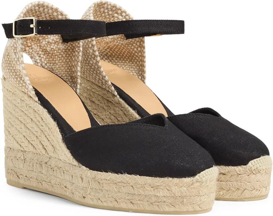 Castañer Chiarita katoenen espadrilles met enkelbandje met zijdelingse metalen gesp en dubbele platform met 9 cm sleehak. - Foto 6