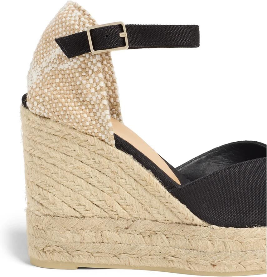 Castañer Chiarita katoenen espadrilles met enkelbandje met zijdelingse metalen gesp en dubbele platform met 9 cm sleehak. - Foto 4