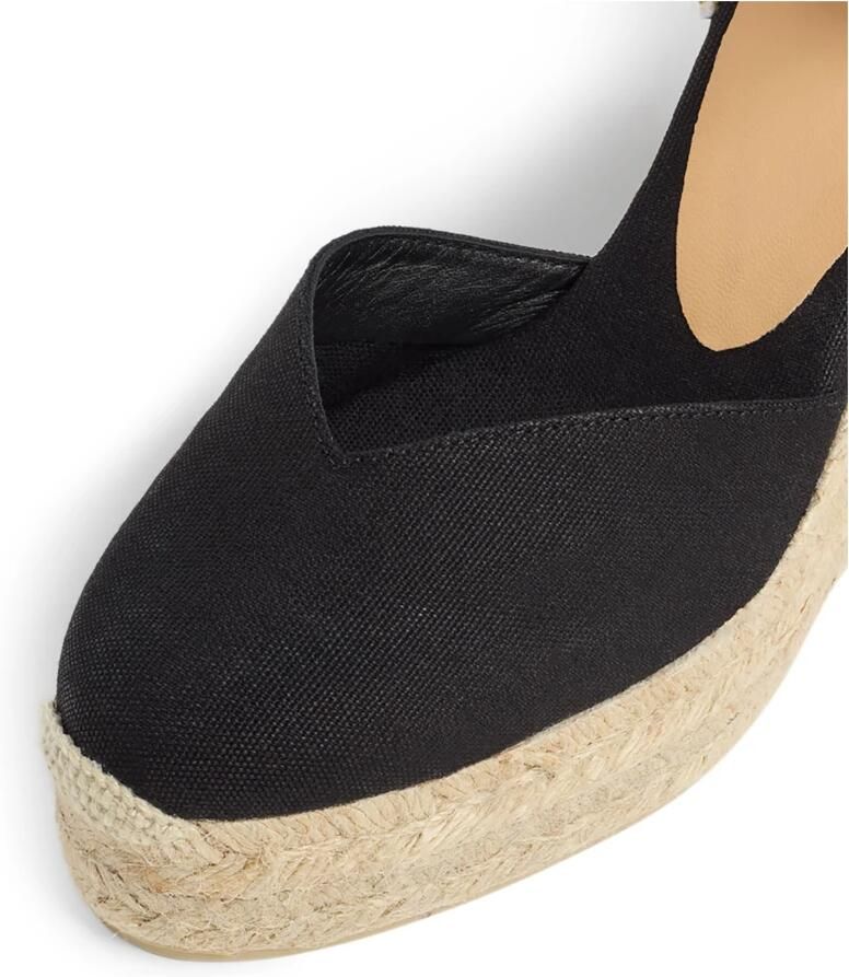 Castañer Chiarita katoenen espadrilles met enkelbandje met zijdelingse metalen gesp en dubbele platform met 9 cm sleehak. - Foto 5