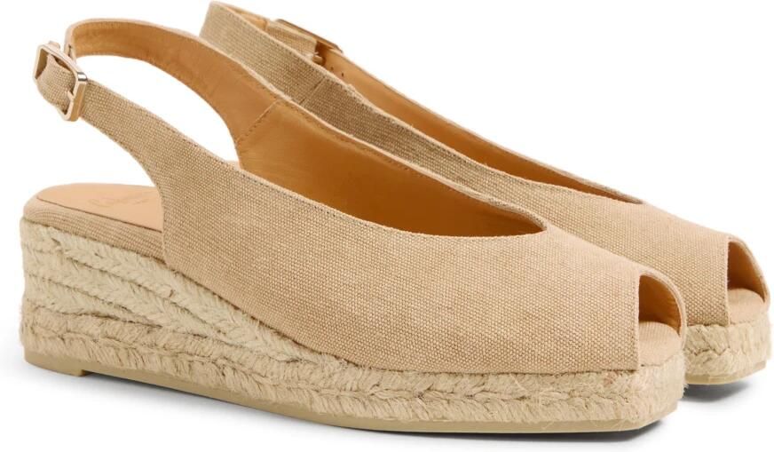 Castañer Canvas Sleehak Espadrilles met Open Neus Beige Dames