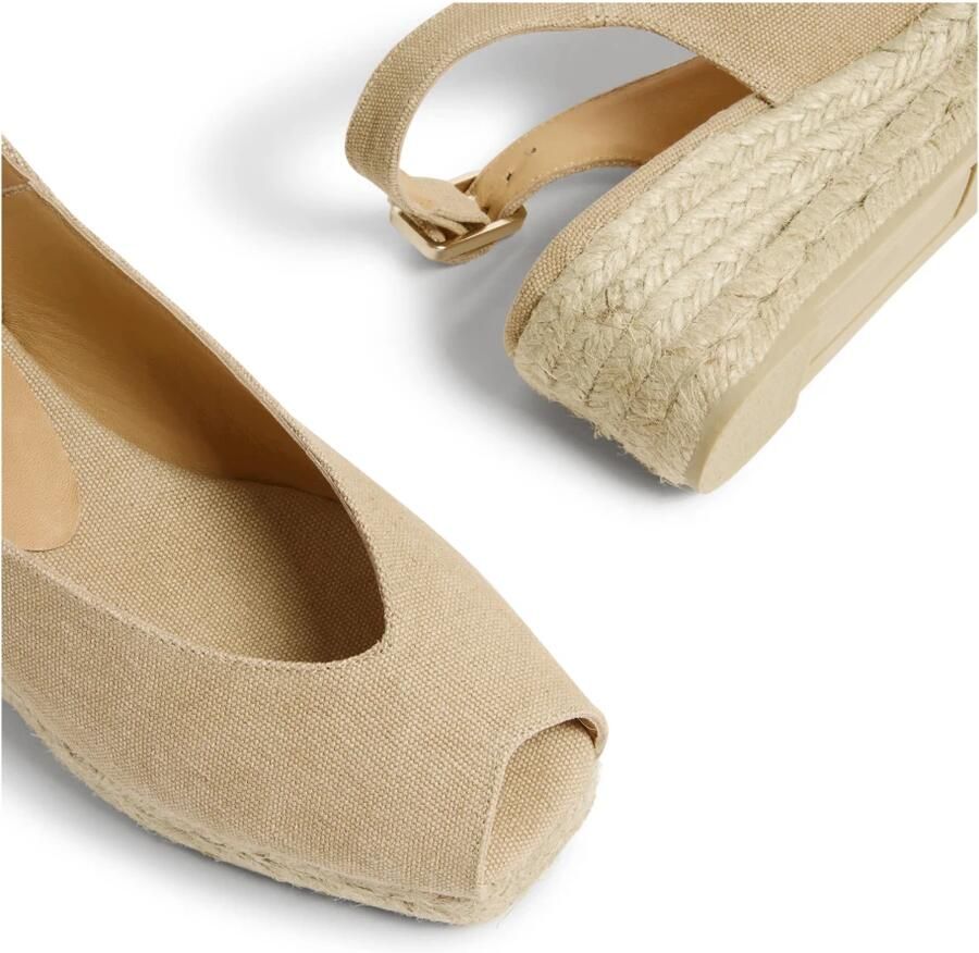 Castañer Canvas Sleehak Espadrilles met Open Neus Beige Dames - Foto 6