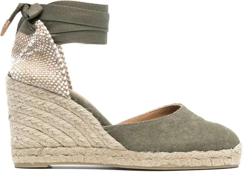 Castañer Groene Canvas Sleehak Espadrilles